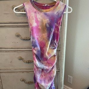 Mini bodycon dress with rouching (multi-color)